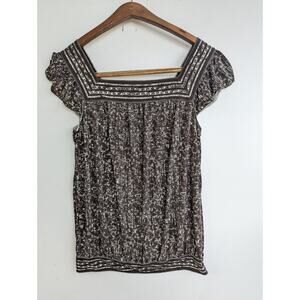 MAX STUDIO WOMAN KNIT geo TOP‎ CAP Flutter SLEEVE Blouse knit shirt SIZE M